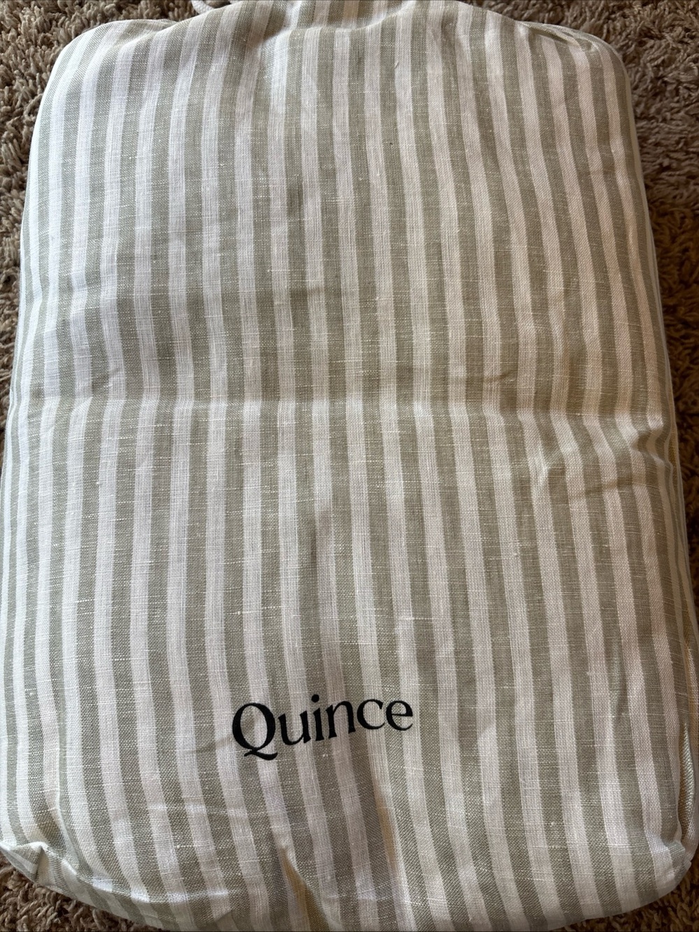 Quince European 100% Linen Duvet  Willowleaf / White Stripe King / Cal King